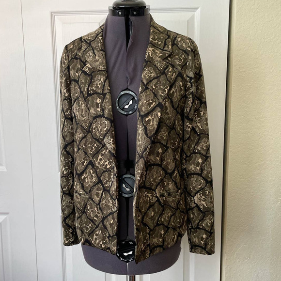 Patterson J Kincaid Tan and Black Reptile Print No Button Blazer • Size XS 🔴 - Picture 1 of 2